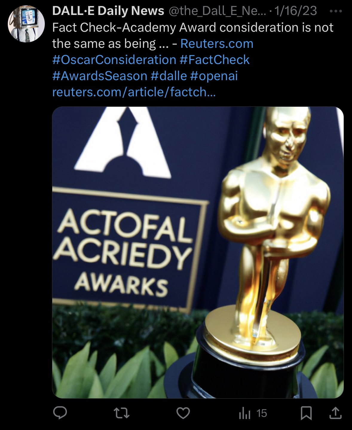Tweet: Academy Awarks