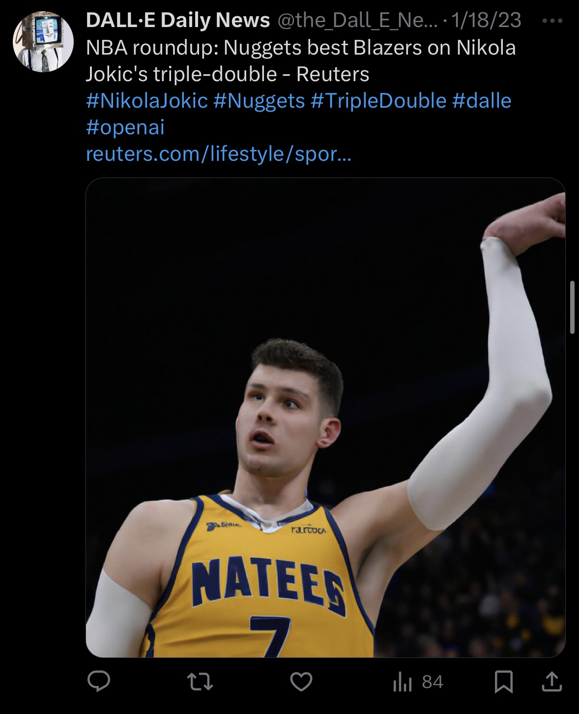 Tweet: NBA Roundup: Nuggets best Blazers on Nikola Jokic's triple-double