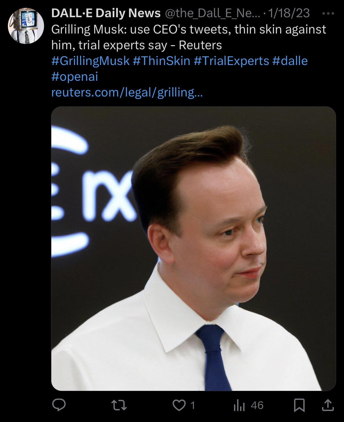 Tweet: Grilling Musk — use CEO's tweets, thin skin against him