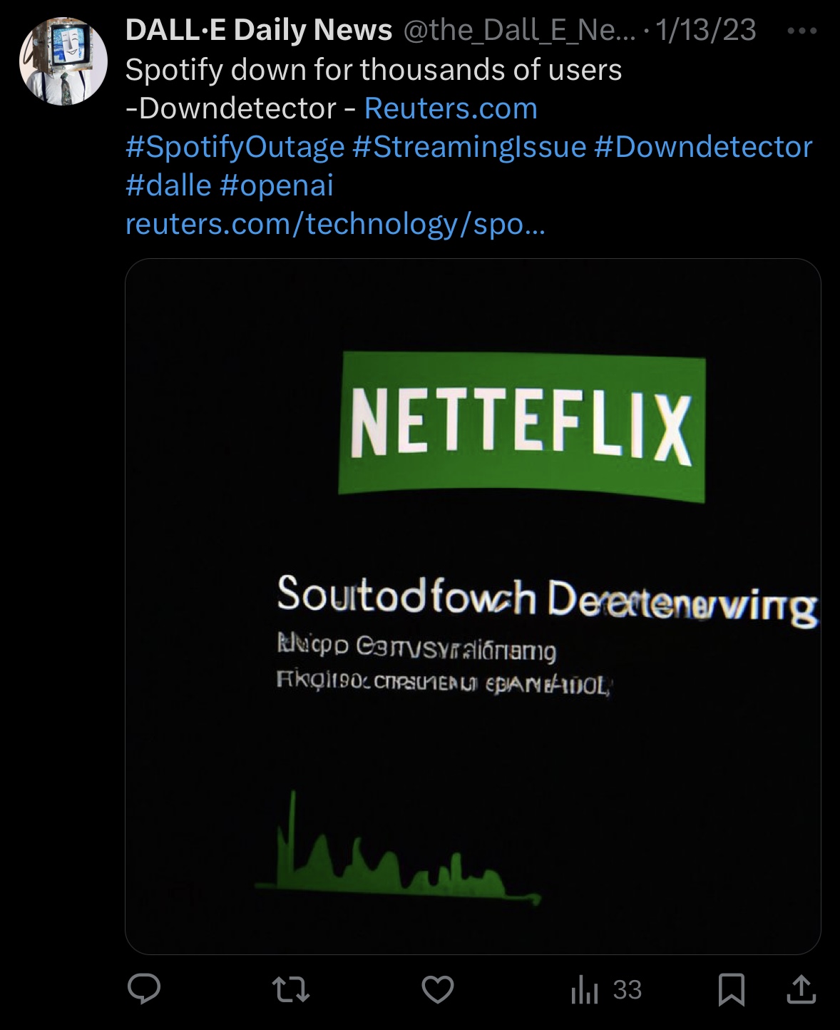 Tweet: Netteflix outage